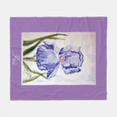 アイリス水彩画のベビーブランケット フリースブランケット (正面(横))