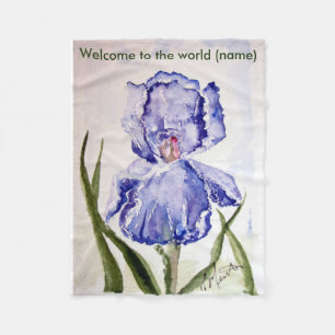 アイリス水彩画の芸術-ベビーブランケット フリースブランケット