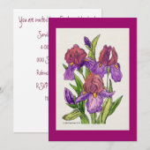 アイリス水彩画 招待状 (正面/裏面)