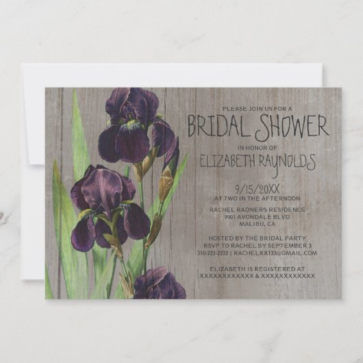 アイリス素朴トブライダルシャワー招待状 招待状 (正面)