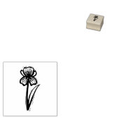 アイリス素朴フォークアートフラワーフローラリノカットルック ラバースタンプ (押印)