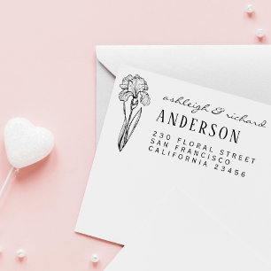 アイリス素朴フラワー名前をカスタムする差出人住所 ラバースタンプ