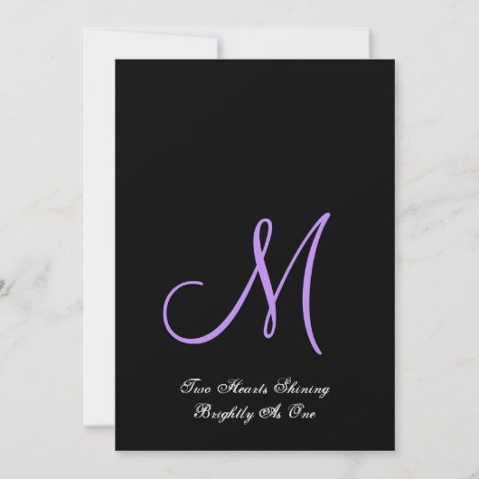 アイリス紫色のバラおよび黒の背景の結婚式 招待状 (裏面)