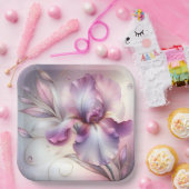 アイリス花と金ゴールドエッチング ペーパープレート (パーティー)