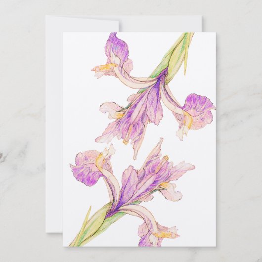 アイリス花のモダンな植物の結婚式の保存日付 セーブザデート (裏面)