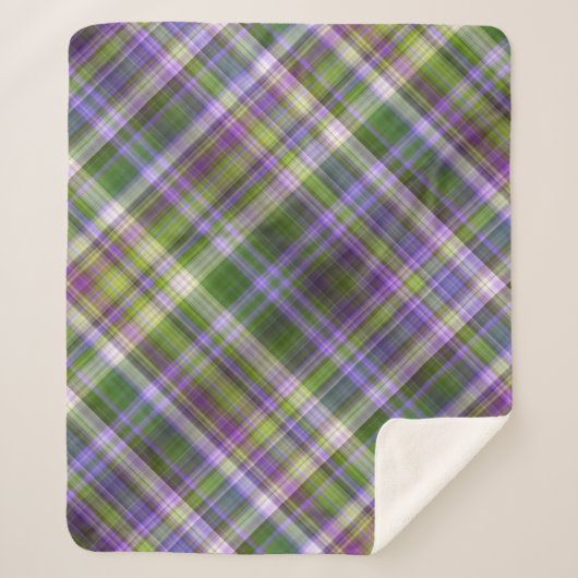 アイリス花の紫と緑の草原 シェルパブランケット (正面)