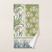 アイリス花のBathタオルセットのアールヌーボーのボーダー バスタオルセット (ハンドタオル)