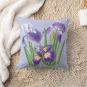 アイリス花柄の枕 クッション (ブランケット)