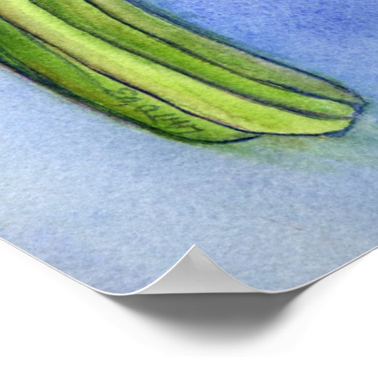 アイリス花瓶水彩画絵画画ポスタープリント ポスター (角)