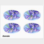 アイリス花瓶花絵画のステッカー 楕円形シール (シート)