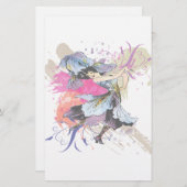 アイリス踊りフェアリーウーマン抽象芸術アートフラワーズ 便箋 (正面/裏面)