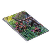 アイリス開花アンドガーデンパークベンチフローラ ノートブック (右側)