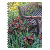 アイリス開花アンドガーデンパークベンチフローラ ノートブック (正面)