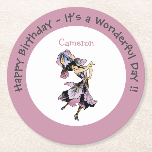 アイリス – フルーアデリス花お洒落パーティー供給 ラウンドペーパーコースター (正面)