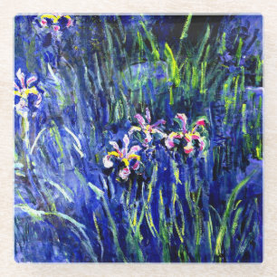 アイリス、有名なフローラ絵画ズby Claude Monet ガラスコースター