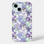アイリス 水彩 花柄 パープル イエロー Case-Mate iPhoneケース (裏面)