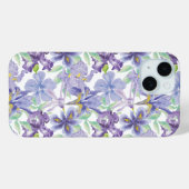 アイリス 水彩 花柄 パープル イエロー Case-Mate iPhoneケース (裏面 (横))