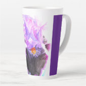 アイリス 紫色の花 アイリスの水彩画 女性向け カフェラテマグ (右アングル)