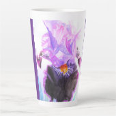 アイリス 紫色の花 アイリスの水彩画 女性向け カフェラテマグ (正面)