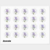 アイリス 紫色の花 華やかな庭の花 フラワーアート ラウンドシール (シート)