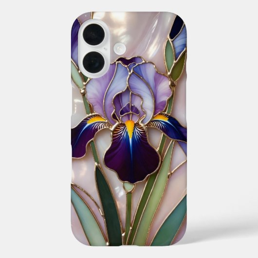 アイリス 紫 ステンドグラス 高級感 iPhoneケース Case-Mate iPhoneケース (裏面)