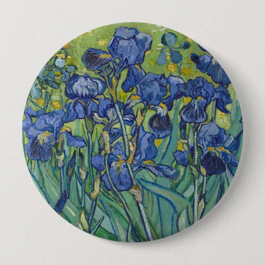 アイリス、花の油絵、フィンセント・ファン・ゴッホ 缶バッジ (正面)