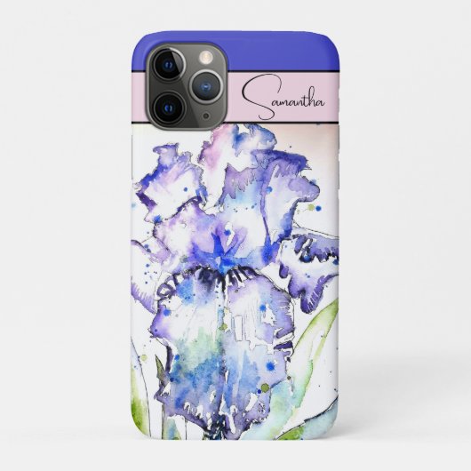 アイリス 花 水彩画 フローラル パープル アート Case-Mate iPhoneケース (裏)