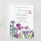 アイリス 花 水彩画 Anniversary Party  招待状 (正面)