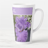アイリス 花 紫色 ラベンダー ライラック 花柄 カフェラテマグ (右)