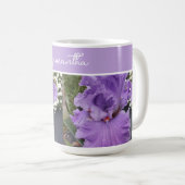 アイリス 花 紫色 ラベンダー ライラック 花柄 コーヒーマグカップ (正面右)