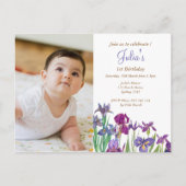 アイリス 赤ちゃん女の子 1歳の誕生日写真 ポストカード (正面)