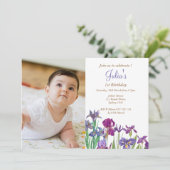 アイリス 赤ちゃん女の子 1歳の誕生日写真 招待状 (スタンド正面)