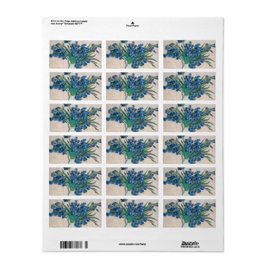 アイリス、1890年ビンセント・ヴァン・ゴッホ ラベル (フルシート)