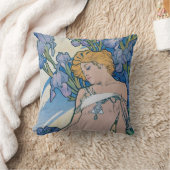 アイリス（4本の花）、アルフォンスミュシャ クッション (ブランケット)