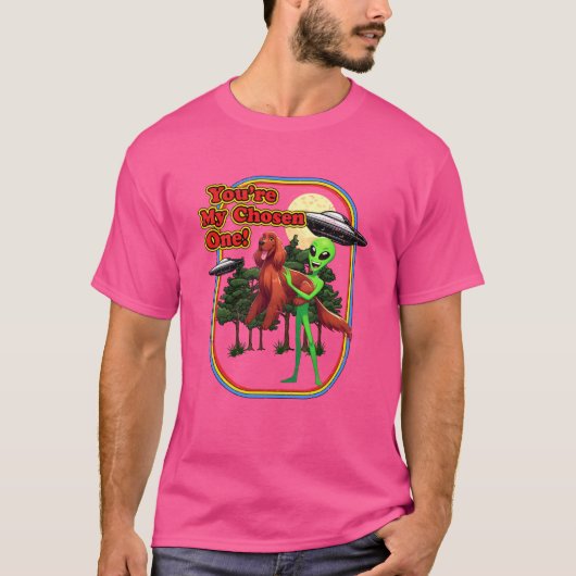 アイリッシュおもしろいセッターエイリアンあなたはUFO男性を1つ選択 Tシャツ (正面)