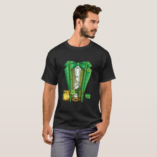 アイリッシュおもしろいレプレシャンの衣装スーツTuxedo St Patr Tシャツ (正面フル)