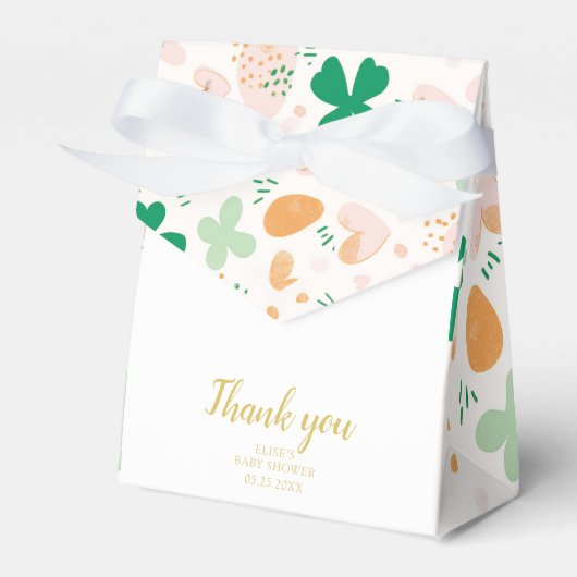 アイリッシュお洒落ラッキー緑シャムロックベビーシャワー フェイバーボックス (正面サイド)