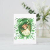 アイリッシュかわいらし女性ヴィンテージデザイン ポストカード (スタンド正面)