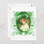アイリッシュかわいらし女性ヴィンテージデザイン ポストカード (正面/裏面)