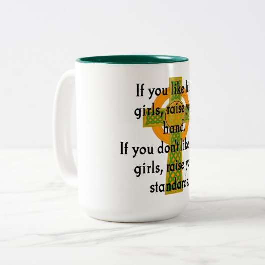 アイリッシュもしガールズが好き – アイルランド引用文 ツートーンマグカップ (正面左)