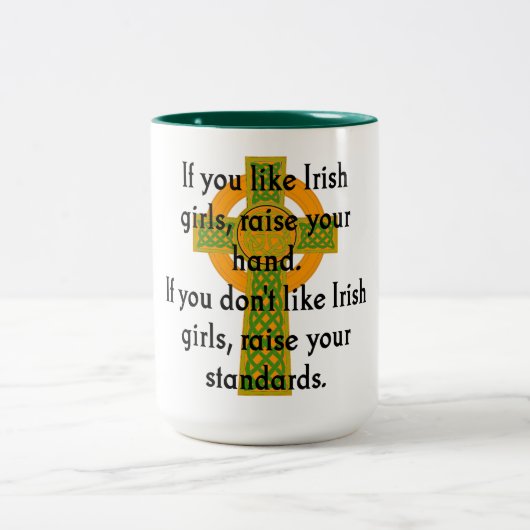 アイリッシュもしガールズが好き – アイルランド引用文 ツートーンマグカップ (中央)