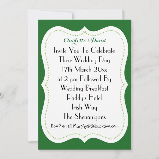 アイリッシュをテーマにしたウェディングパーティー招待状 招待状 (裏面)