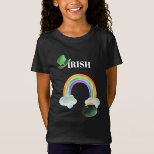*~*アイリッシュアイルランドガールレインボーポットの金ゴールドTシャツ Tシャツ