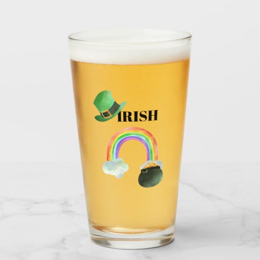 **アイリッシュアイルランドパトリオットレインボーポットの金ゴールド タンブラーグラス (ドリンク正面)