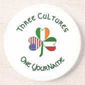 アイリッシュアメリイタリアンカ国旗のシャムロックホワイト コースター (正面)