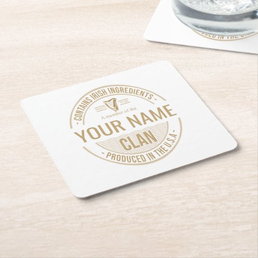 アイリッシュアメリカスタムカの家族の氏名 スクエアペーパーコースター (アングル)
