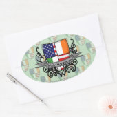アイリッシュアメリカンシールド国旗 楕円形シール (封筒)