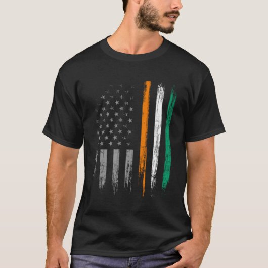 アイリッシュアメリカ国旗の聖パトリックの日 Tシャツ (正面)