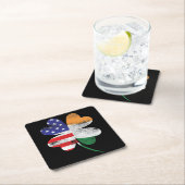 アイリッシュアメリカ国旗アイルランドシャムロック スクエアペーパーコースター (インサイチュ)