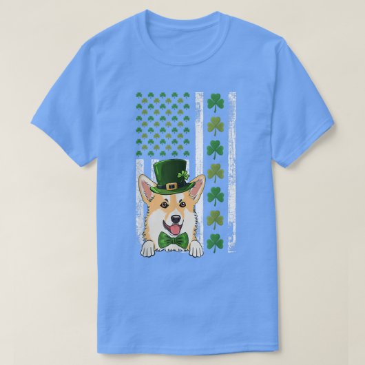 アイリッシュアメリカ国旗アイルランドヴィンテージコルギST PATRI Tシャツ (デザイン正面)